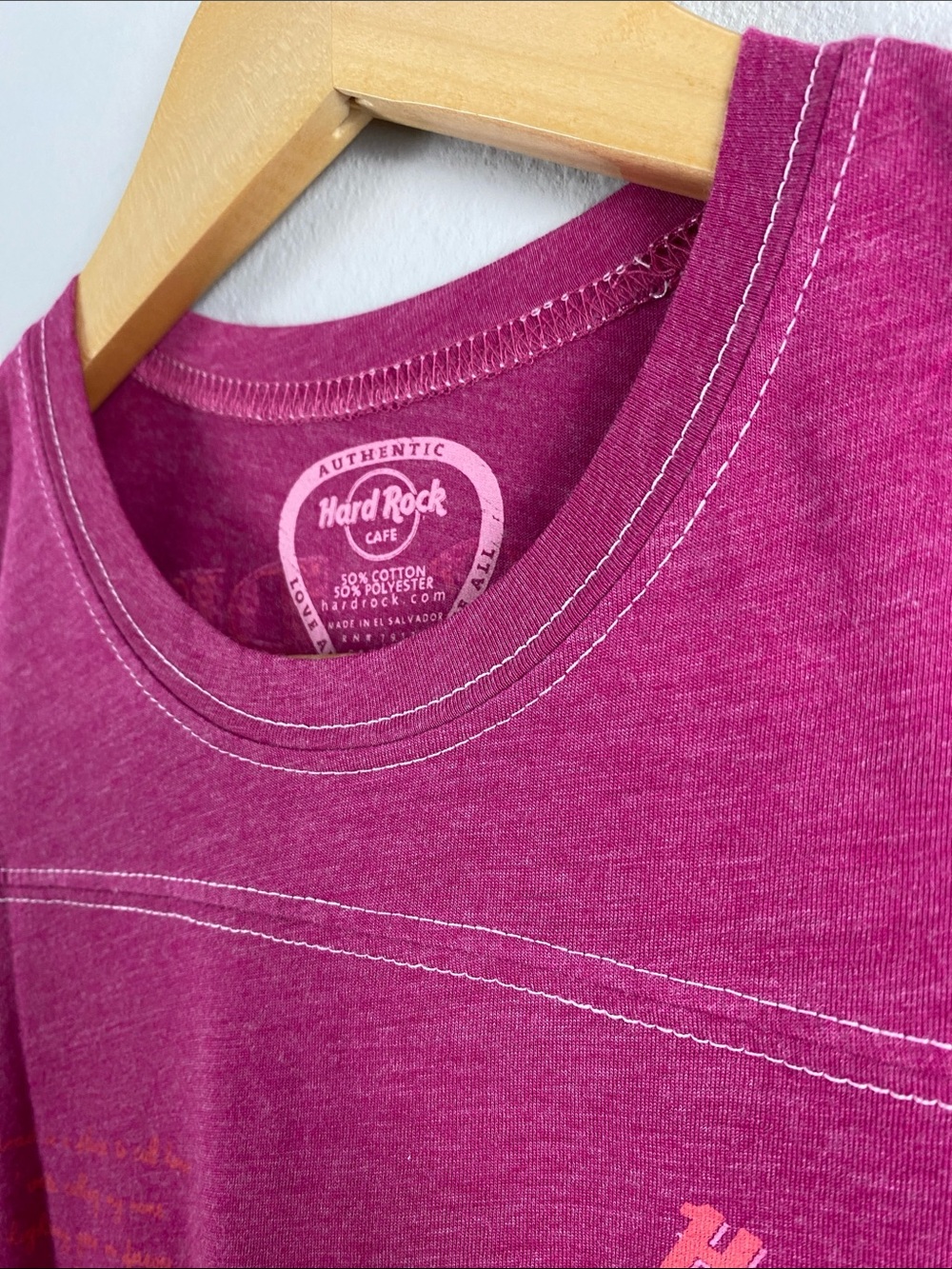 Hard Rock Cafe New York Y2K Let’s Play Short Sleeve Baby Tee | Pink - Picture 9 of 13